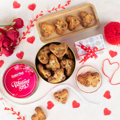 Valentine's Day Heart Shaped Choco Chip Cookies - Red Tin 300g