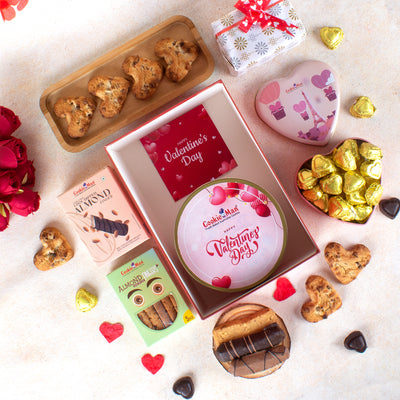 Valentine Hamper - Pink Heart Tin Cookies & Chocolate Treats