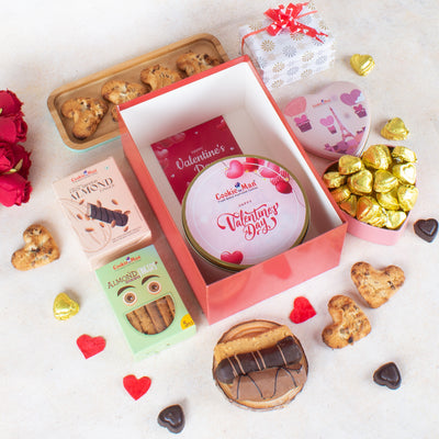 Valentine Hamper - Pink Heart Tin Cookies & Chocolate Treats