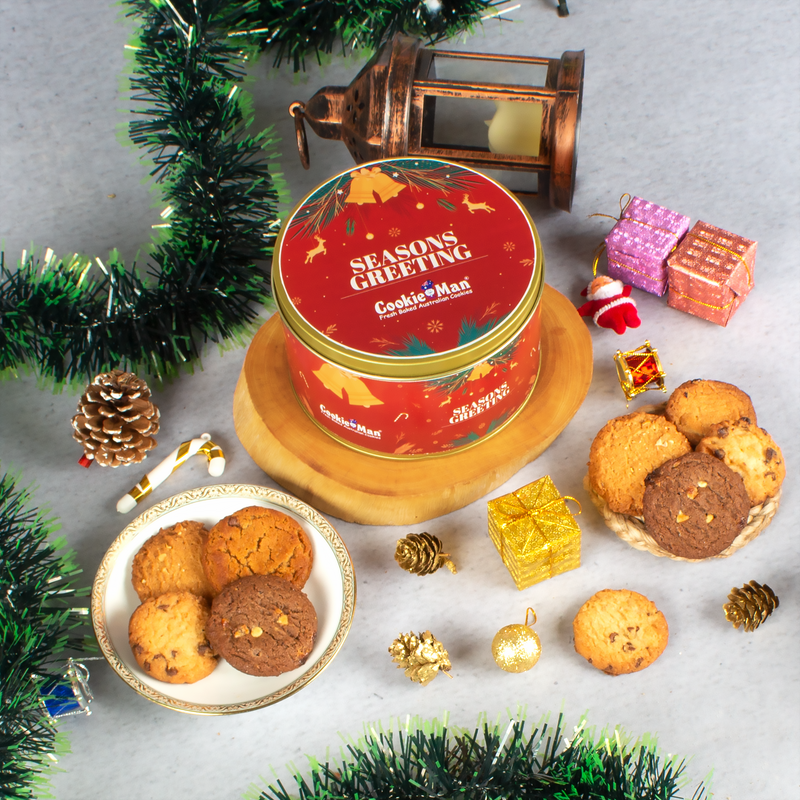 Christmas Red Cookies Gift Tin - 300g