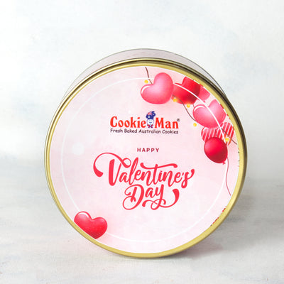 Valentines Heart Shaped Choco Chip Cookies Pink Tin 300g