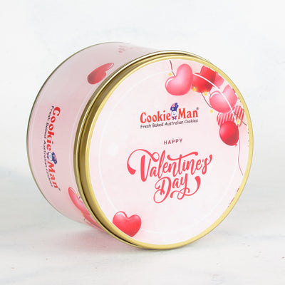 Valentines Heart Shaped Choco Chip Cookies Pink Tin 300g