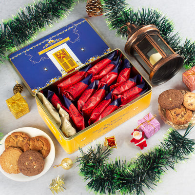 Holly Jolly Assorted Cookies Gift Tin - 500g