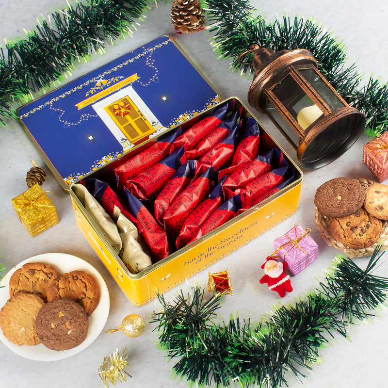 Holly Jolly Assorted Cookies Gift Tin - 500g