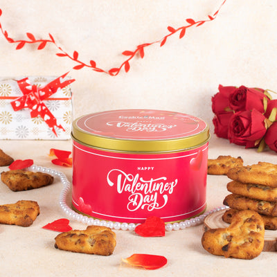 Valentine's Day Heart Shaped Choco Chip Cookies - Red Tin 300g