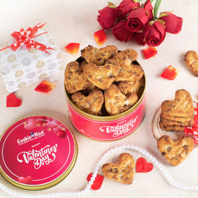 Valentine's Day Heart Shaped Choco Chip Cookies - Red Tin 300g